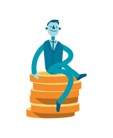 Businessman on coins seat  Illustration