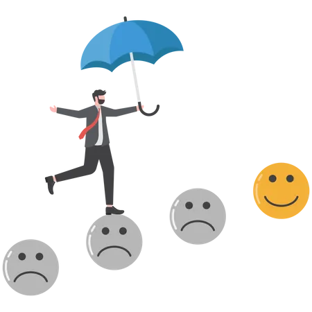 Businessman Positive and negative emotions  Illustration