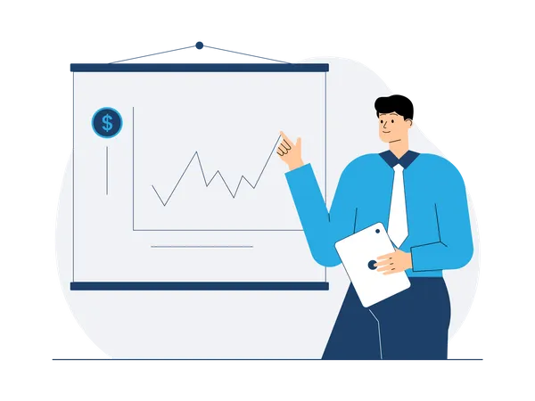 Businessman presenting analytics forecast  Illustration