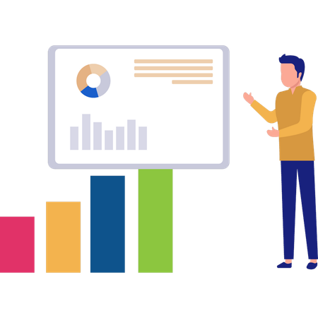 Businessman presents market data  Illustration