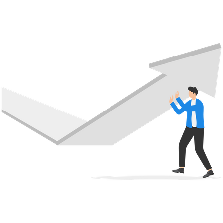 Businessman pushing arrow  Illustration