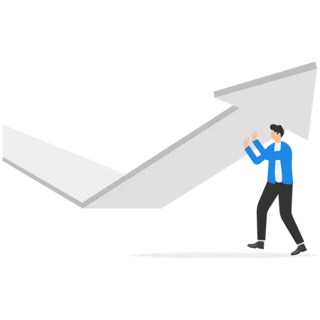 Businessman pushing arrow  Illustration