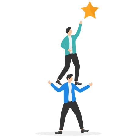 Businessman reaching to star  Illustration