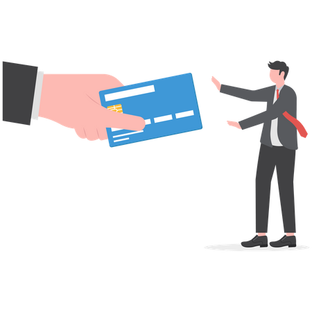 Businessman Refusing Offered Credit Cards  Illustration