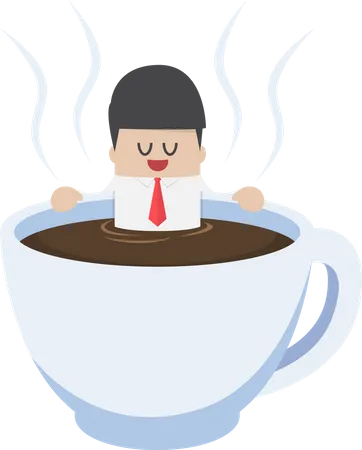 Businessman relaxing during coffee break  Illustration