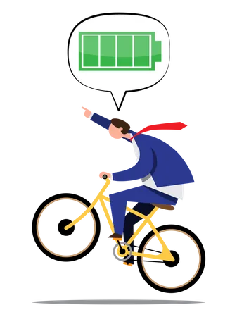 Businessman riding bicycle with full energy  Illustration