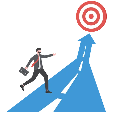 Businessman running on the arrow forward success  Illustration