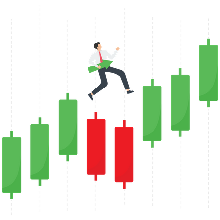 Businessman runs a stock rise and fall chart for income control and growth  Illustration