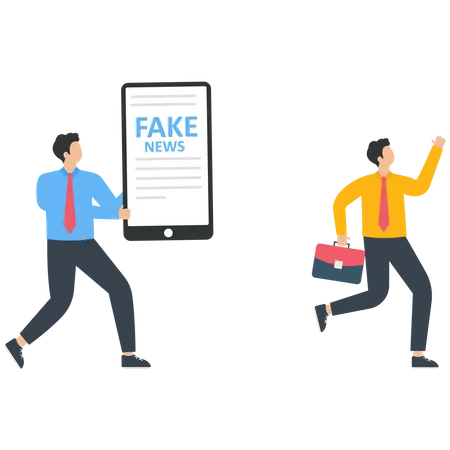 Businessman runs away from a fake news  Illustration