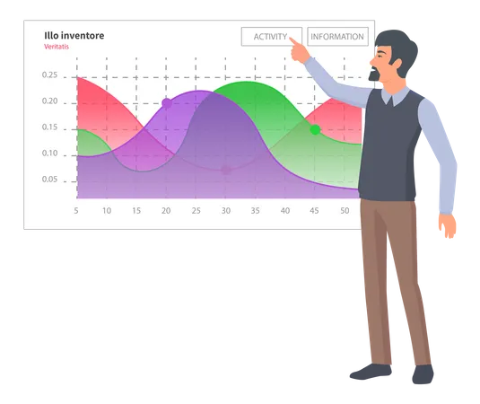 Businessman showing analytics data  Illustration