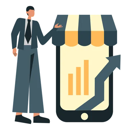 Businessman showing Gadget Growth Approach  Illustration