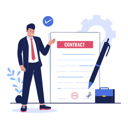 Businessman signing agreement  Illustration