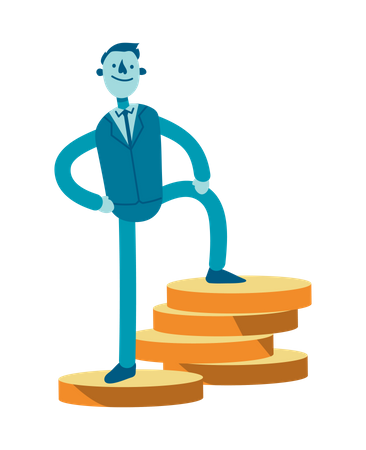 Businessman Standing on coins  일러스트레이션