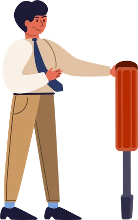 Businessman standing with screwdriver  Illustration