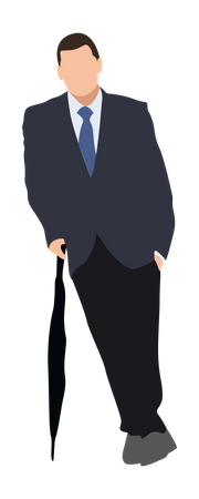 Businessman standing with umbrella  Illustration