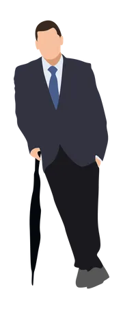 Businessman standing with umbrella  Illustration