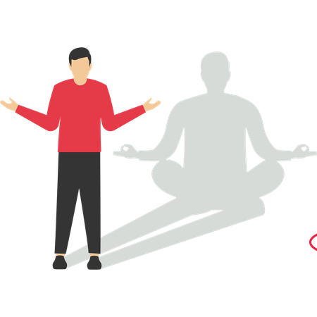 Businessman standing with yoga shadow  Illustration