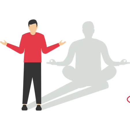 Businessman standing with yoga shadow  Illustration