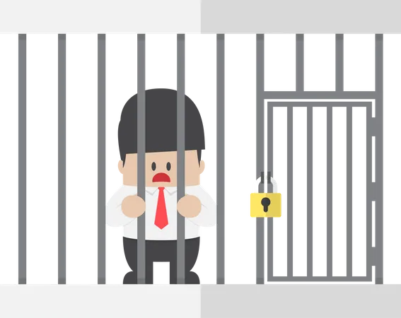 Businessman trapped in a cage  Illustration