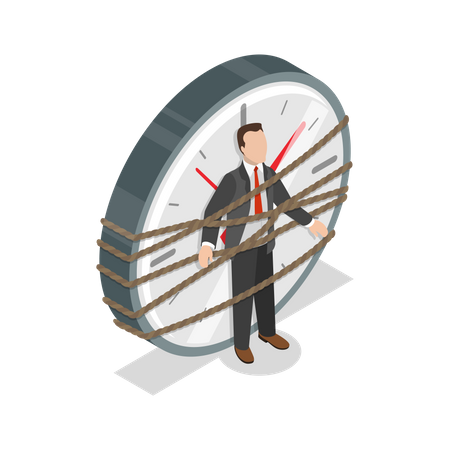 Businessman trapped in workload  Illustration