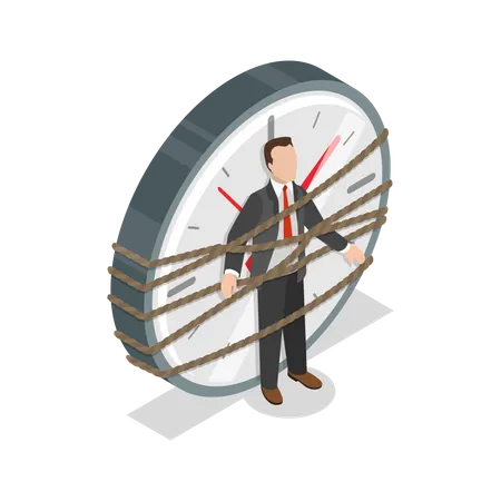 Businessman trapped in workload  Illustration