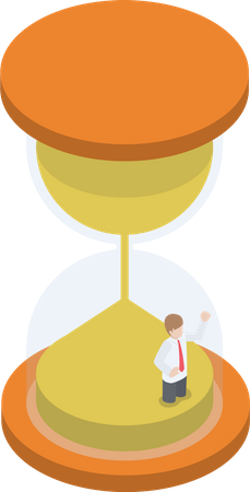 Businessman trapped inside hourglass  Illustration