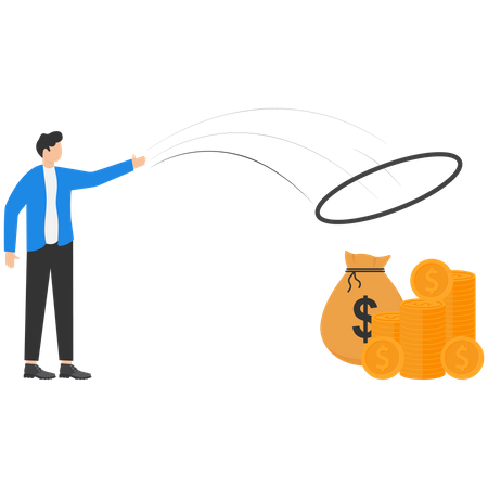 Businessman tries to catch money  Illustration