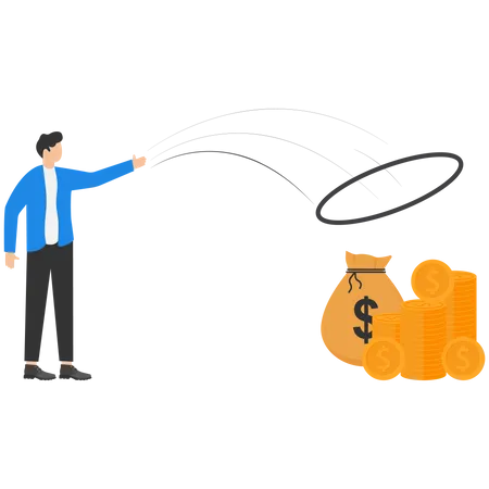 Businessman tries to catch money  Illustration