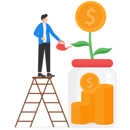 Businessman watering money plant  Illustration