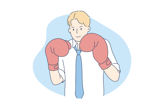 Businessman wearing boxing gloves  Illustration