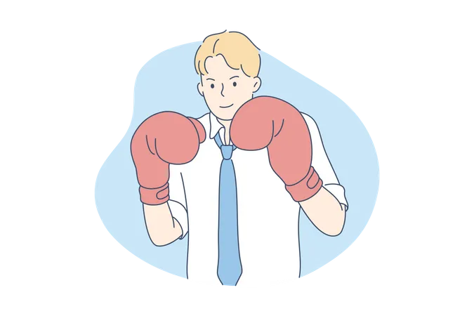 Businessman wearing boxing gloves  Illustration