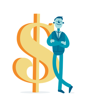 Businessman with dollar sign  Illustration