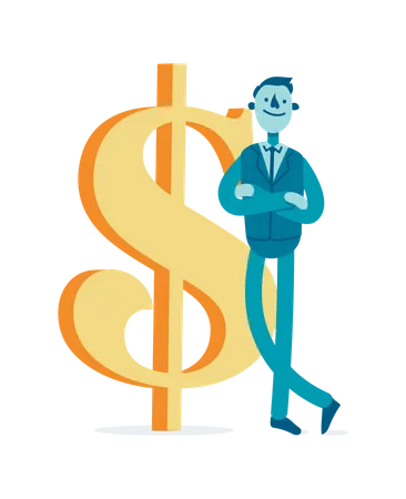 Businessman with dollar sign  Illustration