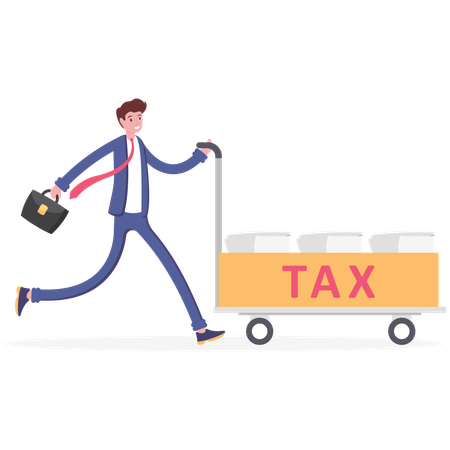 Businessman with tax word  Illustration