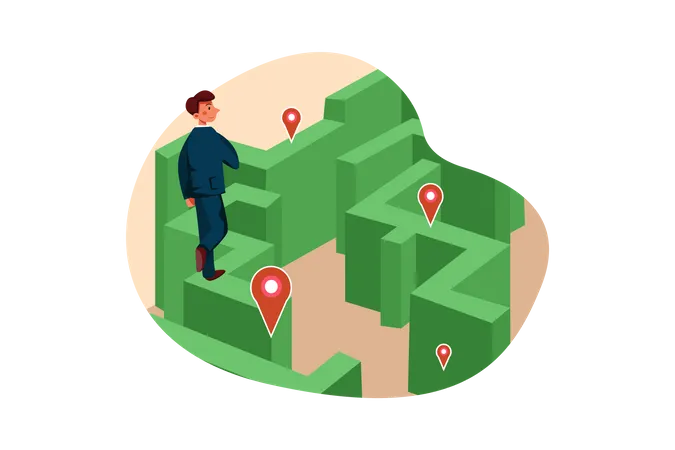 Businessperson finding investment locations  Illustration