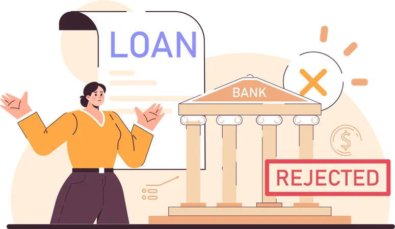 Businesswoman bank's loan get rejected  Illustration