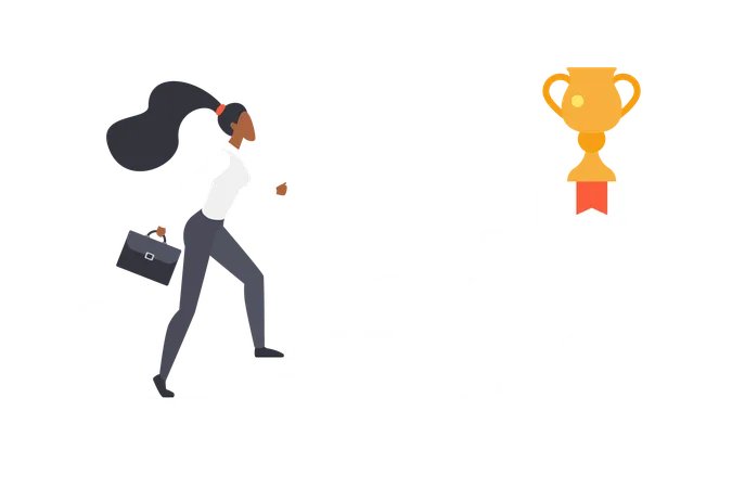 Businesswoman climbing career ladder  Illustration