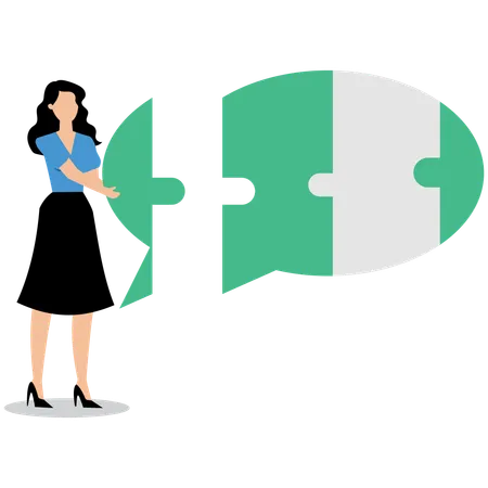 Businesswoman connecting communication gap  Illustration