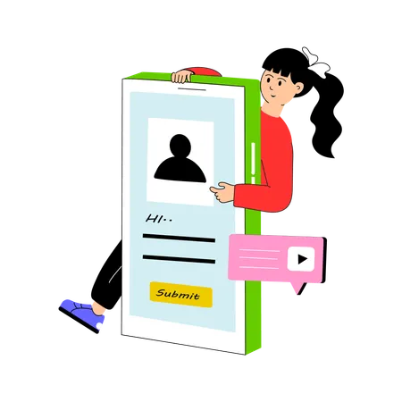 Businesswoman displaying Client Information  Illustration