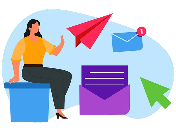 Businesswoman doing mail marketing  Illustration