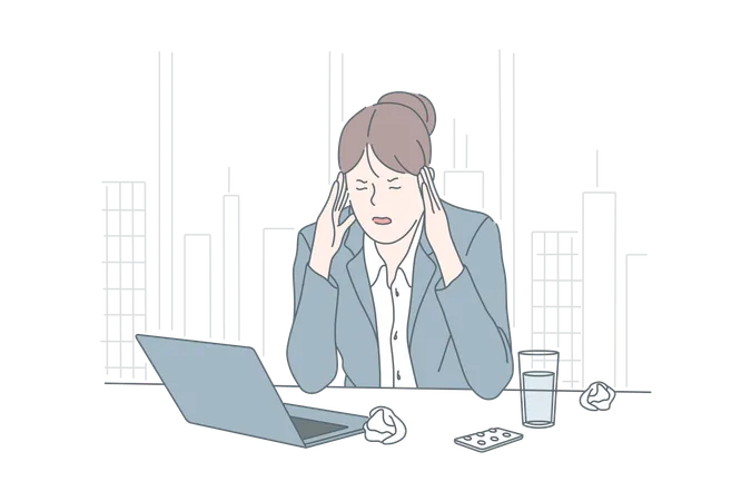 Businesswoman faces deadline pressure  Illustration