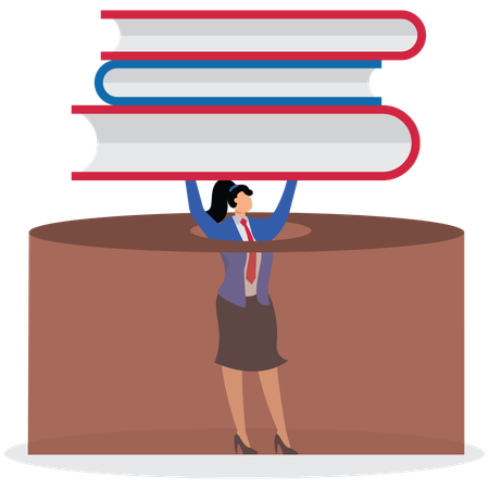 Businesswoman Falling in Hole and holding Book  Illustration