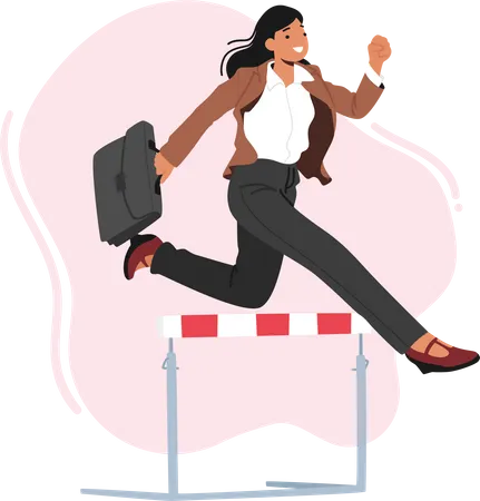 BusinessWoman Running On Stadium Track Holding Briefcase In Hand  Illustration