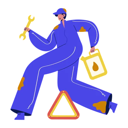 Busy Mechanic  Illustration