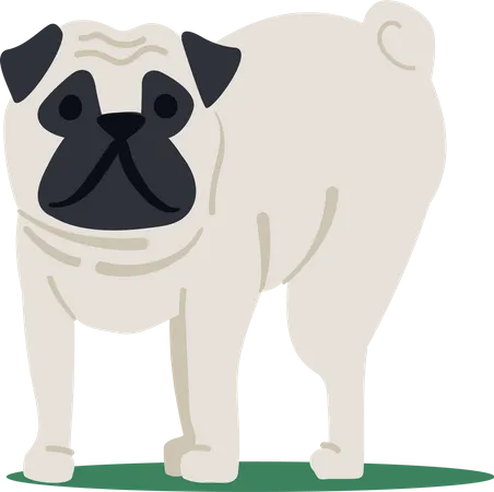 Cachorro pug cômico  Ilustração