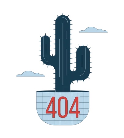 Mensaje flash 404 de cactus en las nubes.  Ilustración