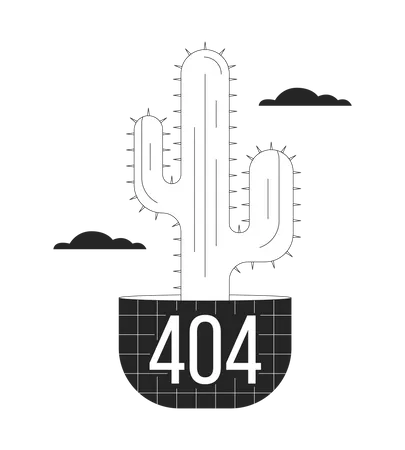 Mensaje flash 404 de cactus en las nubes.  Ilustración