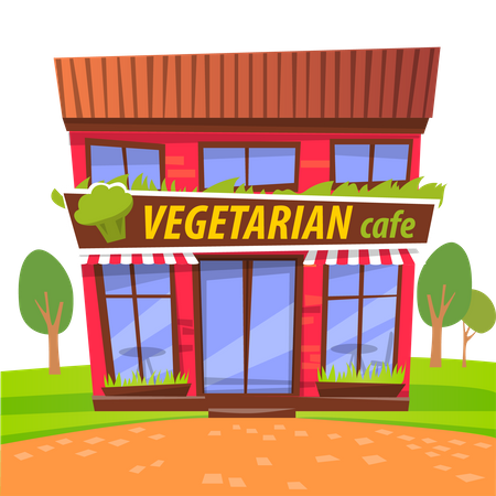 Café vegetariano local  Ilustração