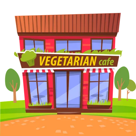 Café vegetariano local  Ilustração