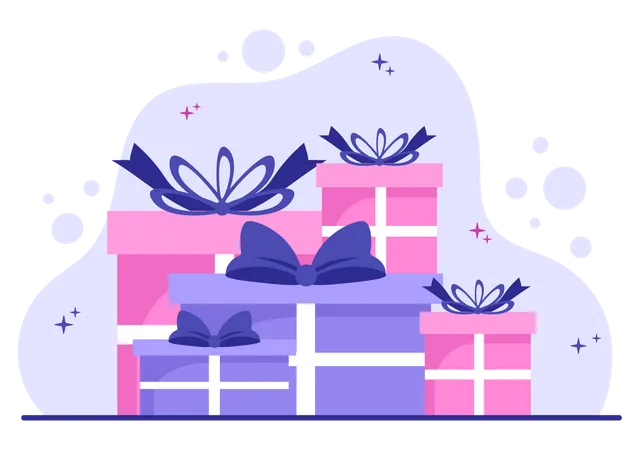 Cajas de regalo envueltas  Ilustración